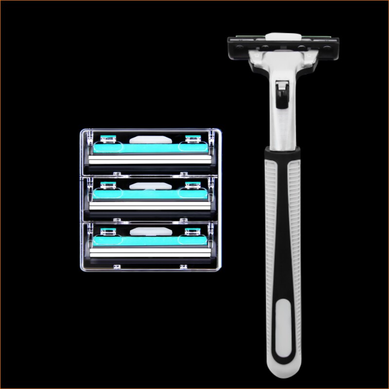 剃须刀手动刮胡刀片双层1刀架+3刀片