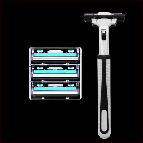 剃须刀手动刮胡刀片双层1刀架+3刀片