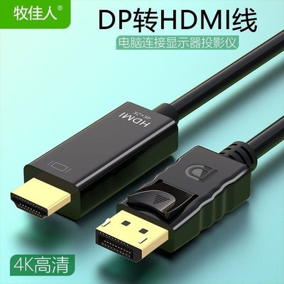 DP公转HDMI母 台式机显卡显示器 4K高清线 displayport视频连接线