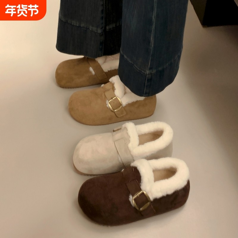 热风圈5CM内增高毛毛鞋女外穿2025秋冬季新款保暖大头懒人加绒棉,女鞋,勃肯鞋/软木鞋,淘宝优惠券,粉丝福利购,淘宝优惠卷