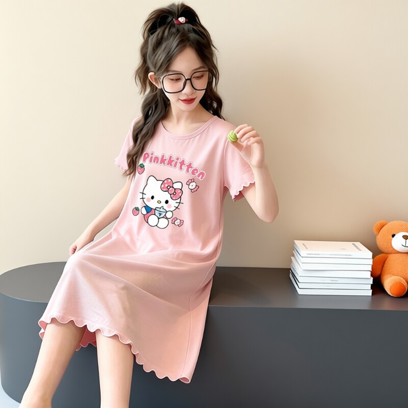 女童睡裙儿童2026夏季薄款莫代尔短袖中大童空调服睡衣萌可美人鱼
