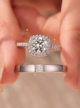 小方糖仿真莫桑石钻戒