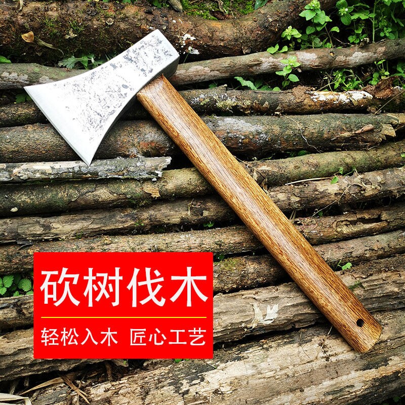 轨道钢手工锻打多功能中刃斧子砍树劈柴砍骨头开山伐木锋利耐用