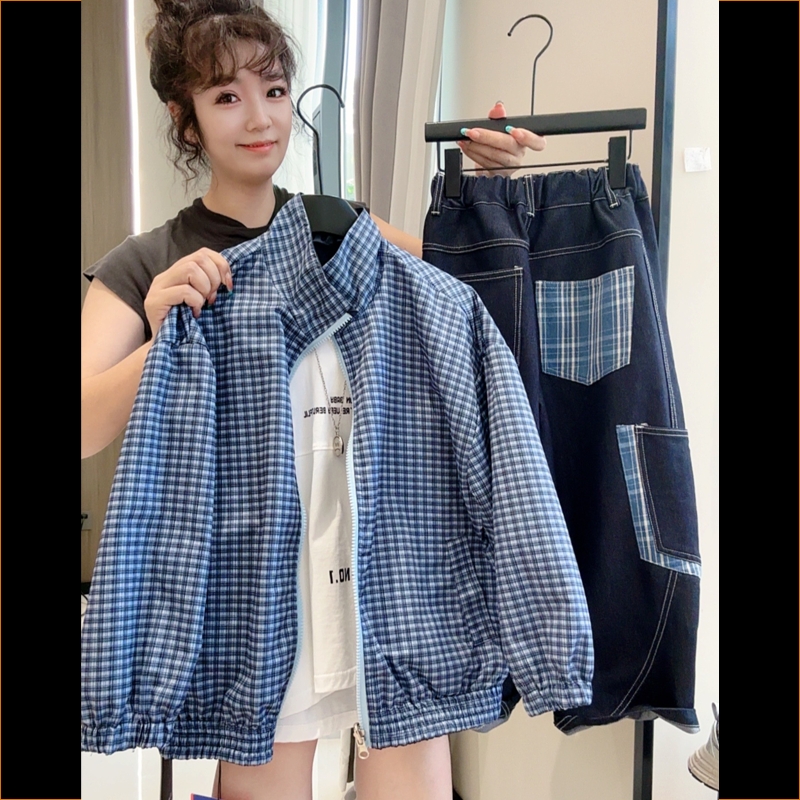 tgc男童女童洋气格子外套2025秋季新款韩版中大童宽松两面穿上衣