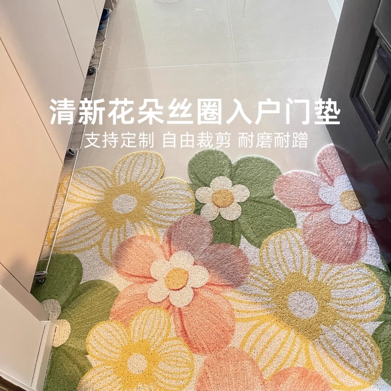 丝圈小花入户地垫家用脚垫防滑