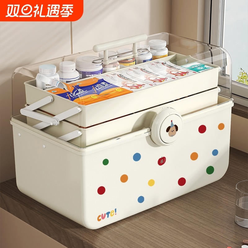 多巴胺家用药箱医药箱家庭大容量药物收纳盒透明分层大号药品医疗