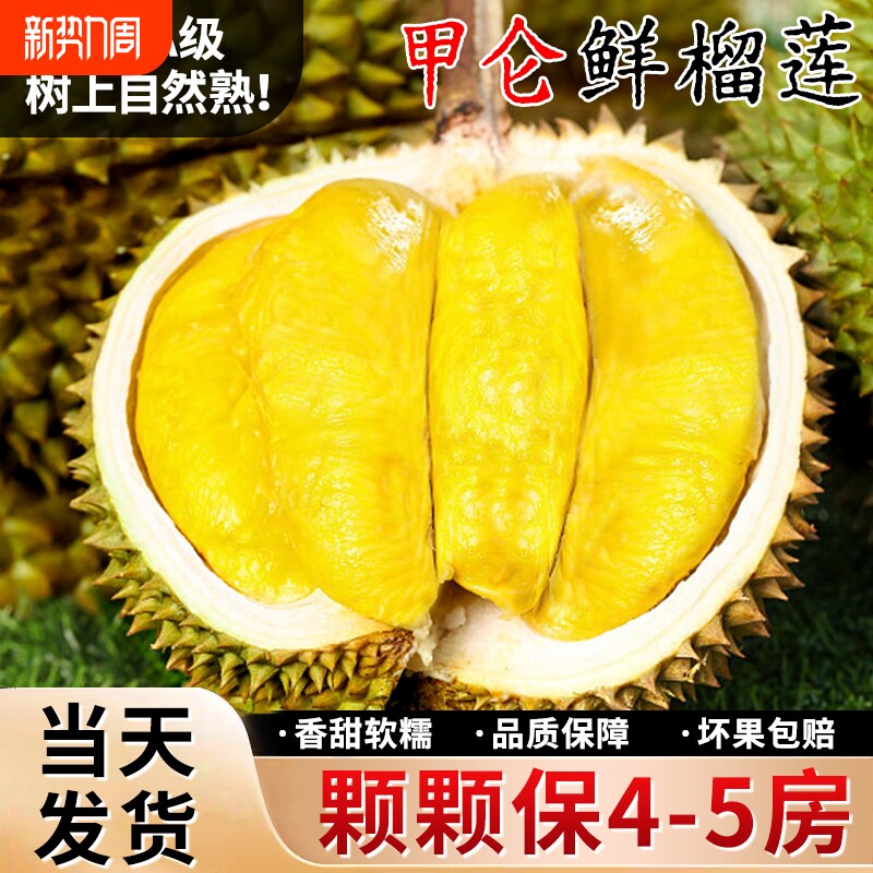 正宗云南甲仑鲜榴莲新鲜应季软糯自然树上熟带壳一整个整箱速发
