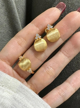 古法沙金拉丝意大利小金豆戒指