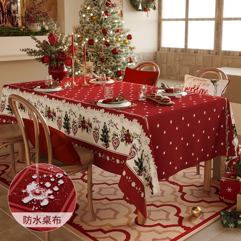 圣诞节防水桌布氛围感装饰餐桌布餐桌ins风拍照背景布摆摊耐脏布