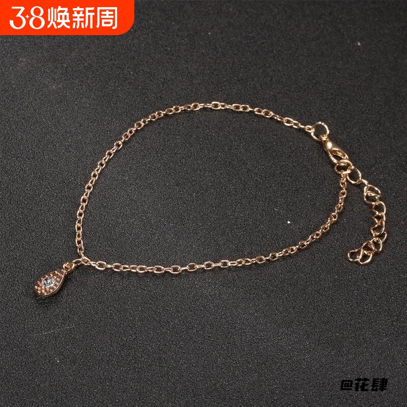 脚链饰品脚饰小清新轻奢沙滩性感简约单层水滴欧美时尚单层高级感