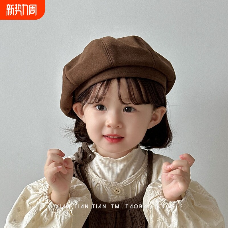 儿童婴儿贝雷帽女童帽子冬季新款复古时尚男童宝宝秋冬洋气画家帽
