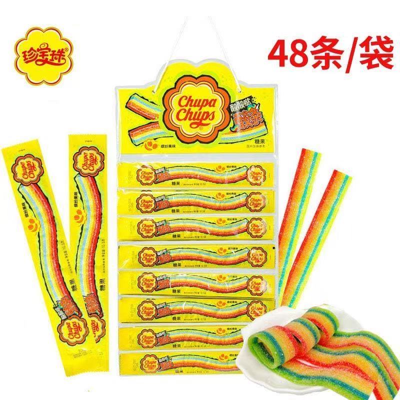 【新日期】珍宝珠酸条10.5g*48条长条彩虹果汁酸甜儿童糖果零食