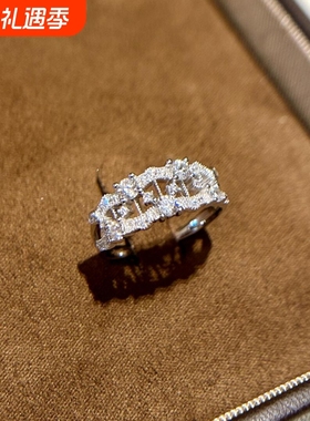 法式复古银色蕾丝竖琴排钻戒指女小众设计精致优雅轻奢高级感手饰