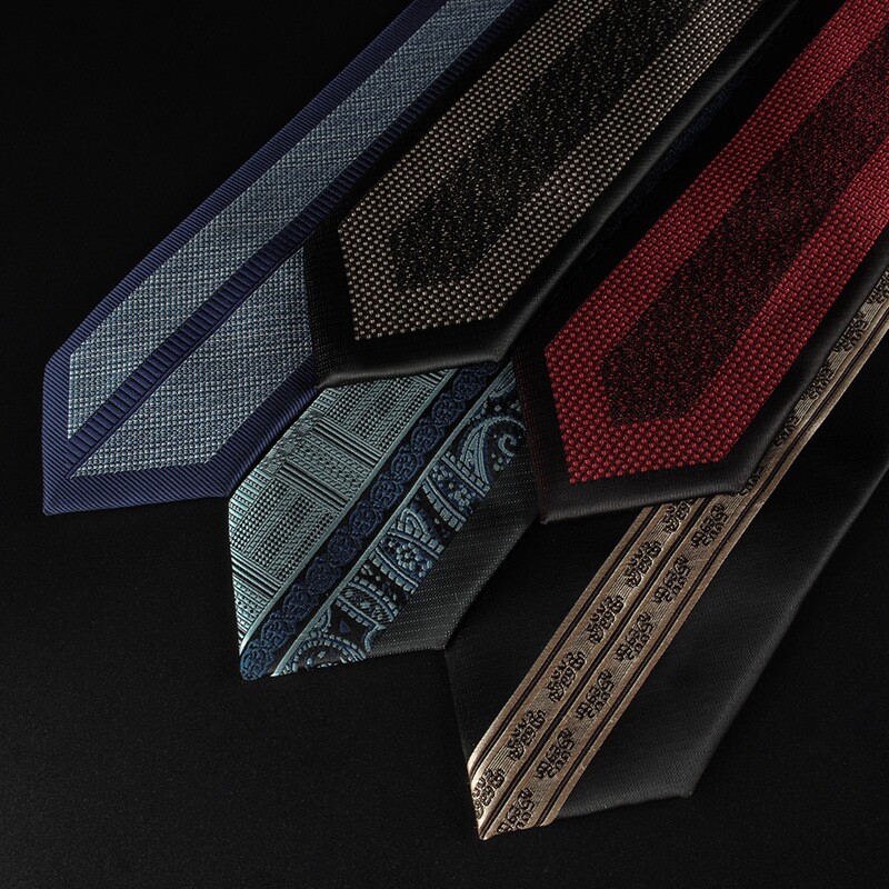 休闲领带男韩版窄版6cm黑色红色定位条纹男士商务正装职业小领带