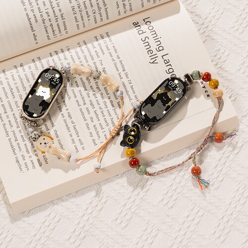 【国风串珠】适用小米手环9/10表带8夏天7可爱6小猫咪5小狗编绳女款手环nfc版替换腕带款新中式串珠国风手链