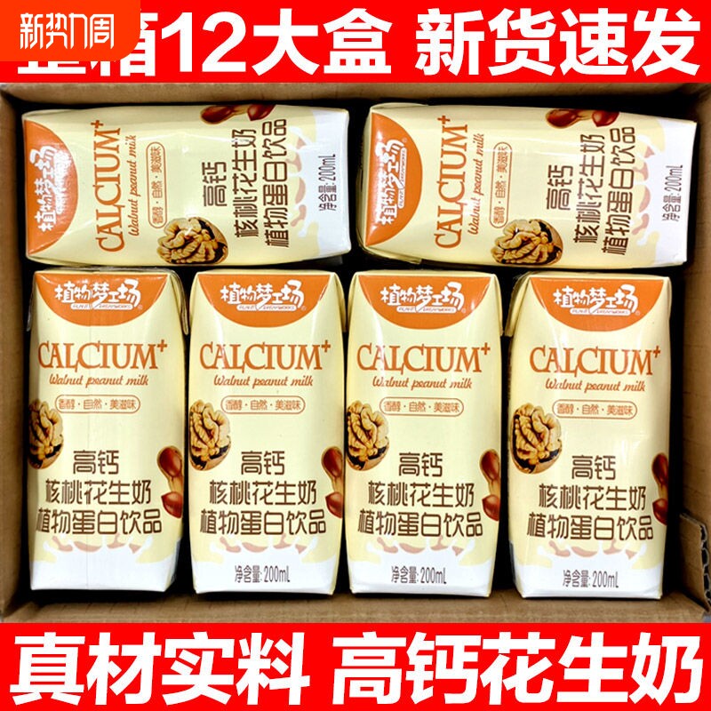 高钙核桃花生奶早餐植物蛋白饮品学生宿舍中老年风味饮料整箱批发