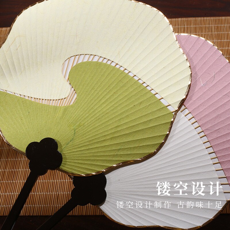团扇空白扇子画画手绘diy宣纸扇面书法纸扇古风紫竹长柄竹扇批发