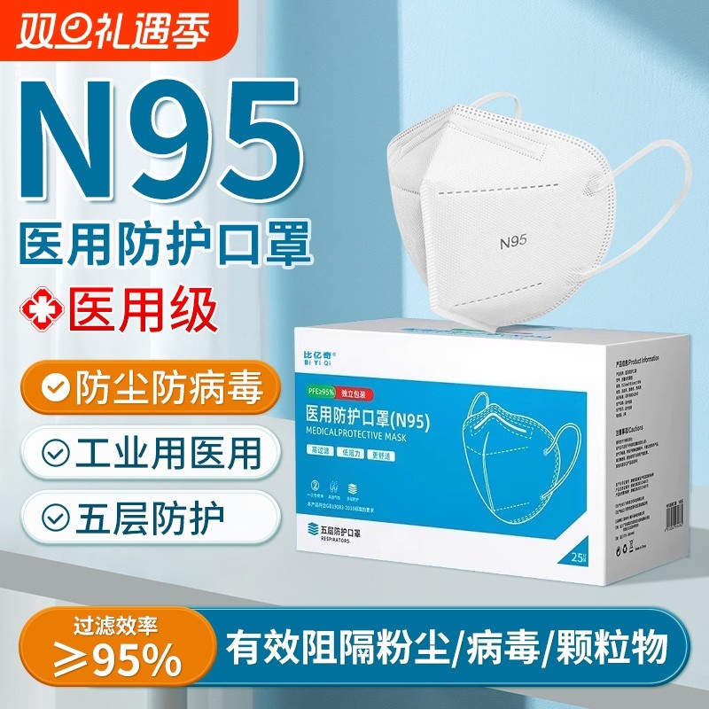 n95级医用防护口罩一次性医疗单独包装外科工业防粉尘防尘肺成人