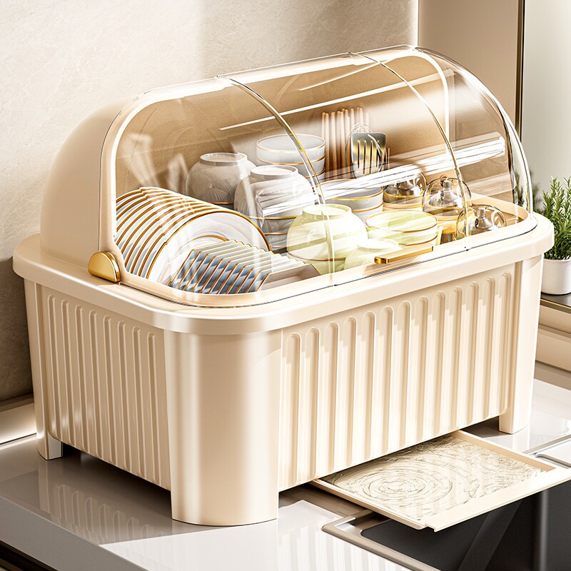 碗筷收纳盒碗柜带盖装餐具碗盘箱放碗家用置物厨房沥水碗碟置物架
