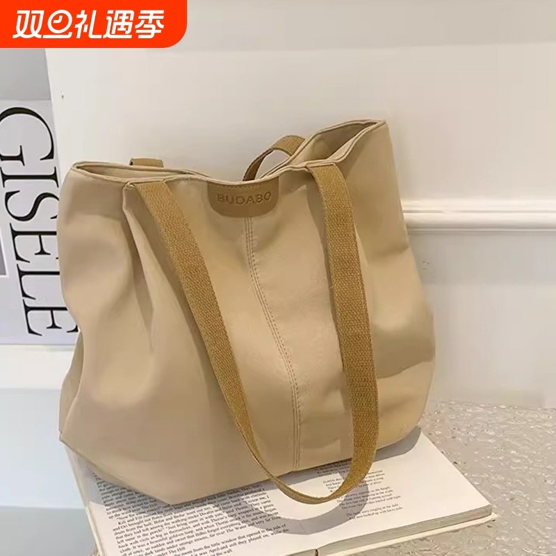 2025新款女帆布休闲手提包时尚潮流大容量简约托特包通勤单肩包