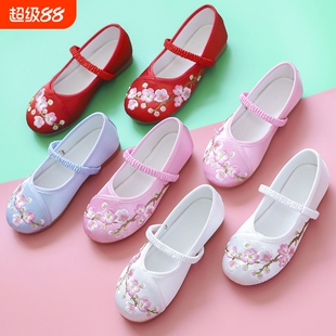 女童汉服鞋子古风儿童绣花鞋古装民族国风宝宝老北京手工唐装布鞋