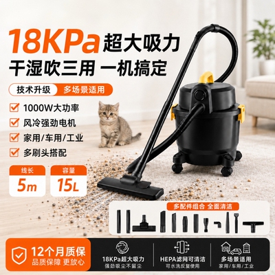 桶式吸尘器家用大吸力大功率工业干湿吹三用吸尘机淘工厂工厂地毯