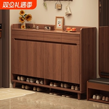 2025爆款鞋柜楼道家用门口室内新中式入户玄关柜一体靠墙实木鞋架