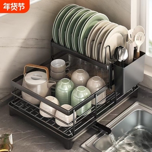 自排水不锈钢碗架厨房置物架碗筷餐具篮家用台面碗碟沥水架收纳架