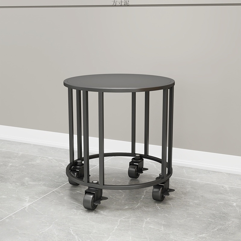 简约落地式客厅圆形铁艺花架地面特大号花盆架带轮可移动鱼缸架厂