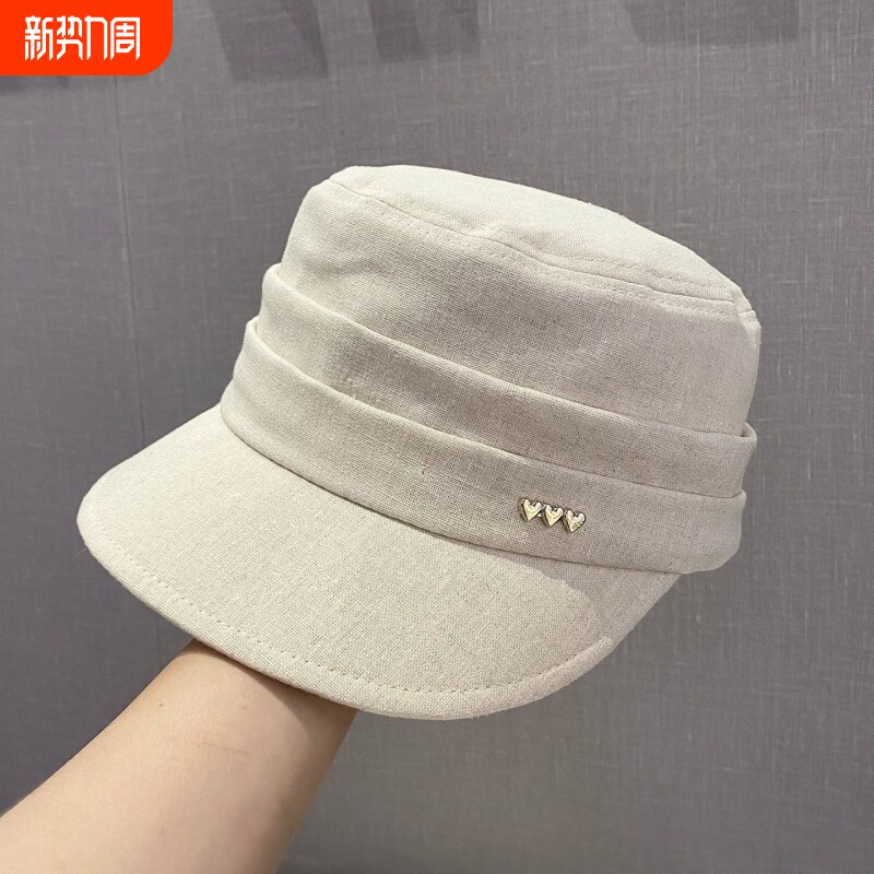 春夏季新款复古平顶鸭舌帽子女户外出游显脸小网红透气百搭马术帽