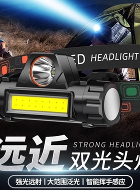 头灯强光充电头戴式户外夜钓鱼超亮轻小号超长续航照明led手电筒