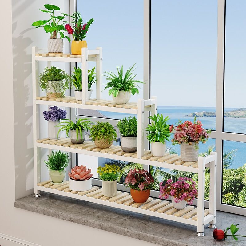 a阳台花架置物架飘窗花架多层室内铁艺花架窗台花盆架多肉实木花