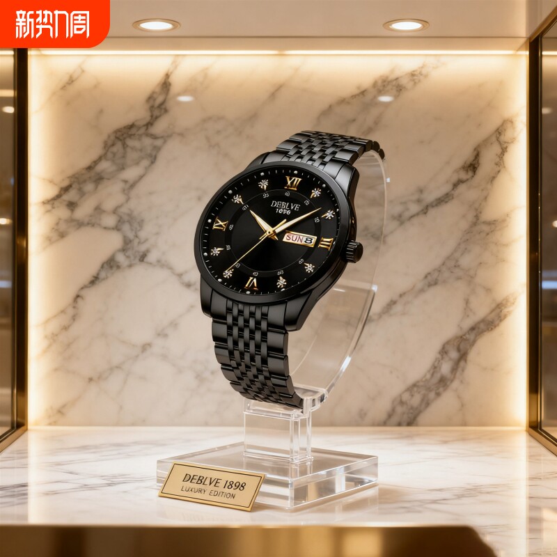 正品瑞士全自动非机械表手表男士学生韩版时尚潮双日历防水表夜光