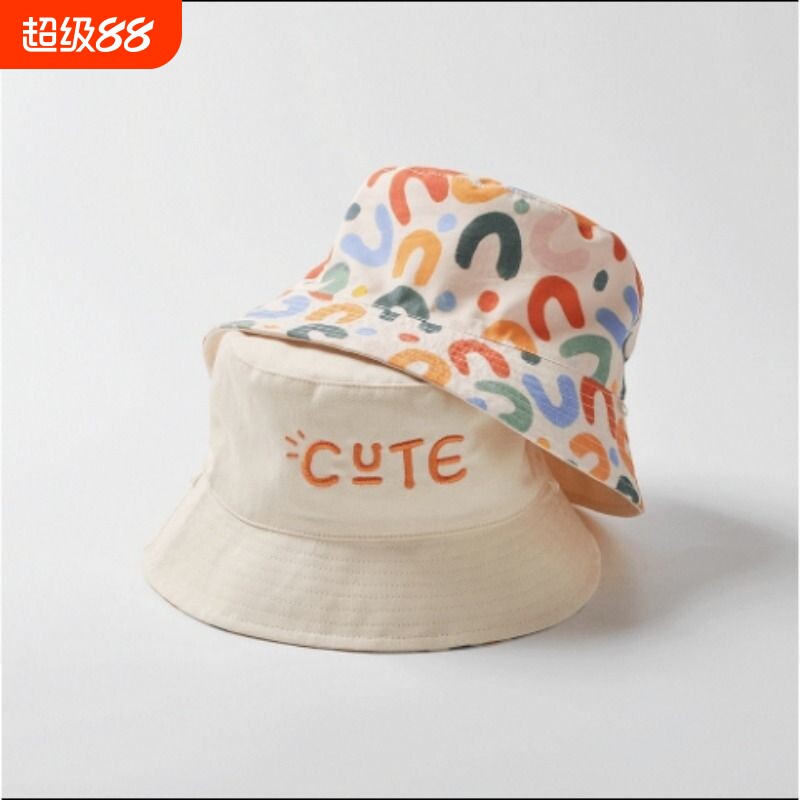 婴儿帽子春秋渔夫帽双面戴宝宝夏季薄款遮阳帽儿童防晒帽大帽檐