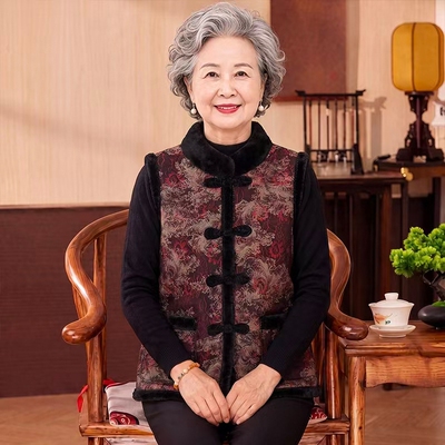 中老年新中式冬装加厚保暖马甲