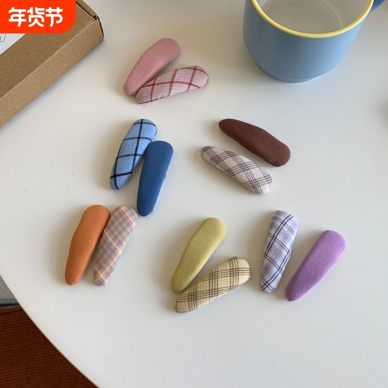 秋冬款2个装少女糖果色可爱面包水滴bb夹布艺发夹刘海夹侧边发饰