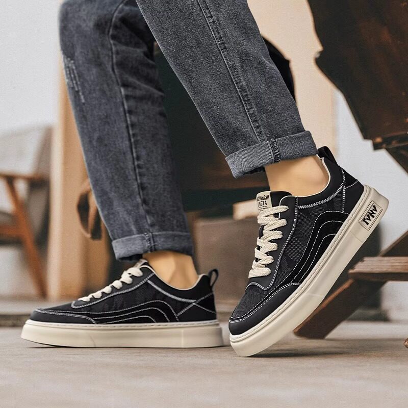 Canvas Men's Summer Breathable Odor-Resistant Black Cloth Popular Sneakers, Height-Increasing Casual Sports Trendy_voghion.com
