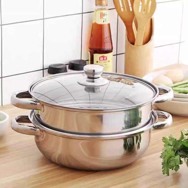 多功能蒸锅家用汤锅加厚火锅多层电磁炉蒸笼煤气炉通用锅具清仓