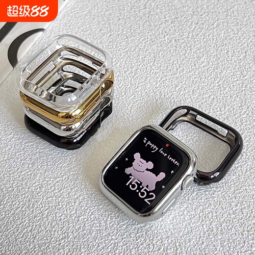 适用applewatch10保护壳s9苹果手表Ultra电镀半包软壳iwatch8/7/6/5/4边框表壳SE防摔TPU耐磨49透明壳42/46mm