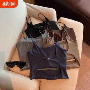 美背纯欲风露背吊带背心女夏外穿带胸垫文胸一体独特上衣内搭新款