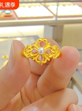 中古风花丝繁花戒指女新中式