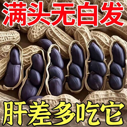 原味富硒黑花生带壳黑皮花生米500g云南特产晒干七彩新鲜好吃健康