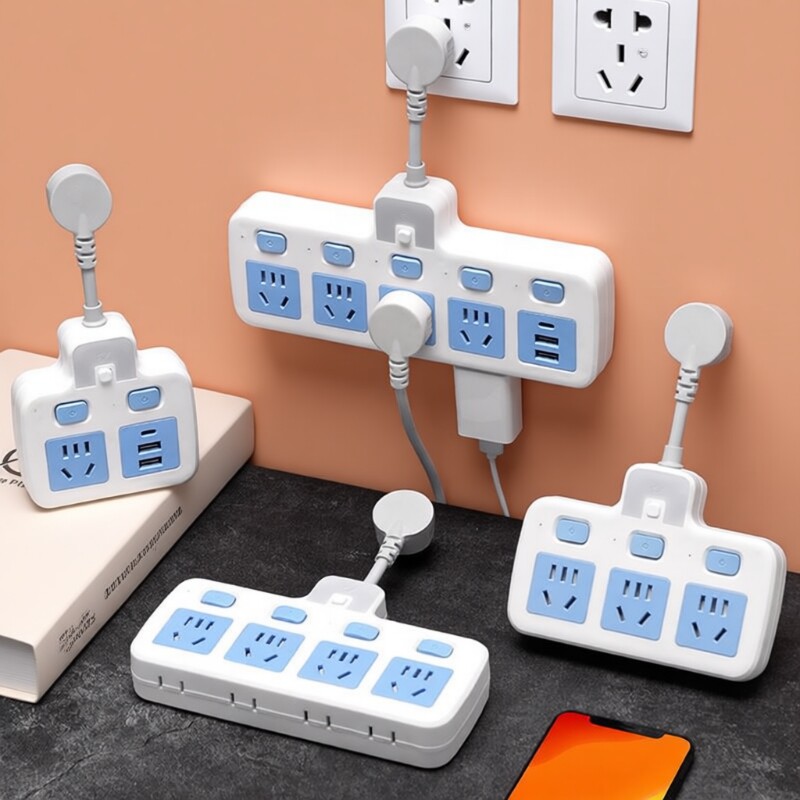 纯铜转换器多功能多孔位排插插座usb小夜灯接线板家用一转多插排