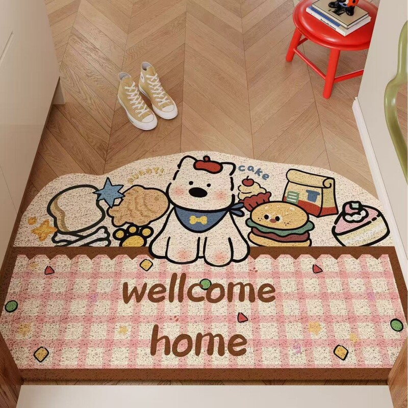 韩式多巴胺丝圈入户门地垫进门门口防滑耐脏玄关丝圈脚垫可裁剪