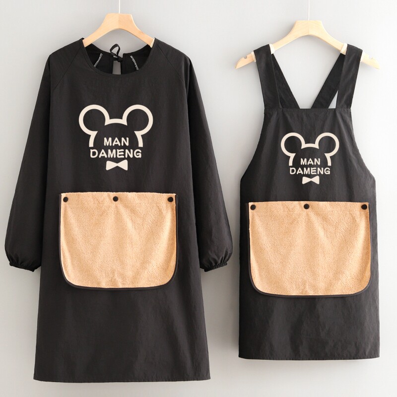 时尚卡通罩衣厨房家用围裙防泼水长袖女餐饮上班防污工作服宠物店