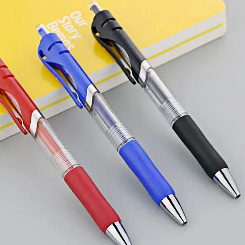子弹头按动中性笔K-35签字笔0.5mm水笔碳素黑办公按压款圆珠笔黑红蓝学生学习速干