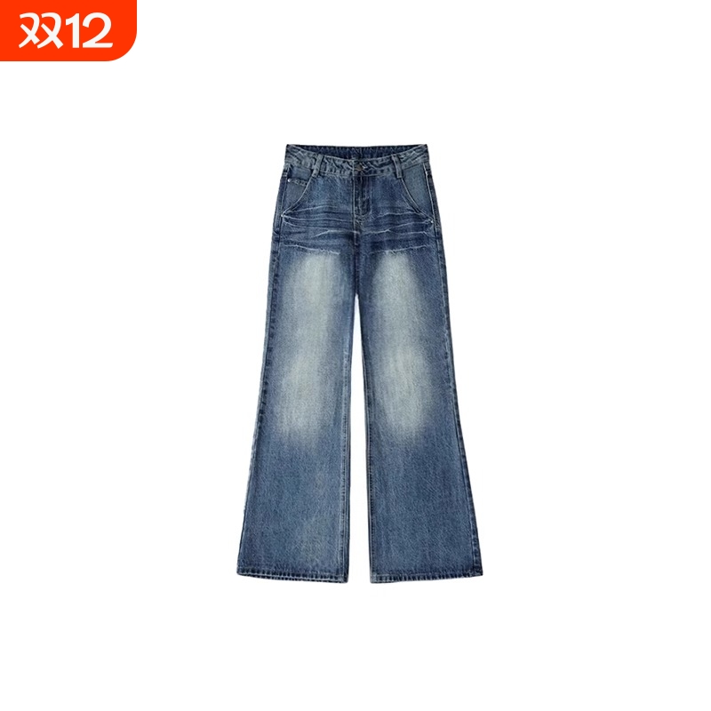 复古蓝阔腿直筒裤|超2.5万次加购