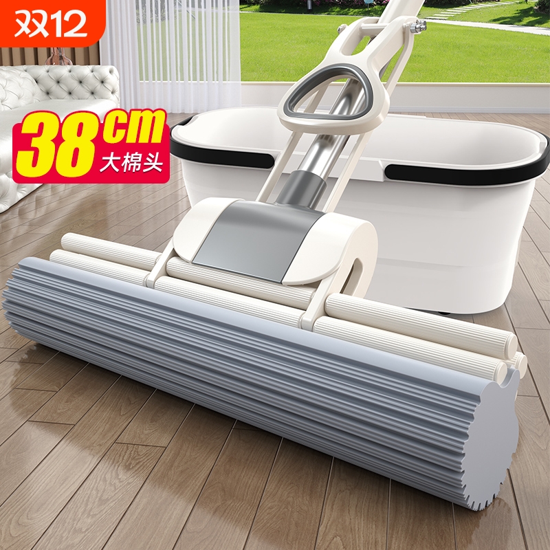 海绵吸水拖把2024一拖家用免手洗拖地神器胶棉头大号新款地拖布净