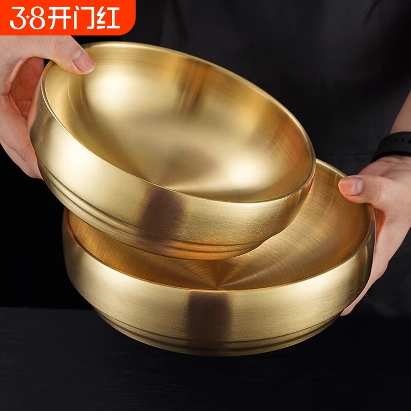 韩式冷面碗双层不锈钢泡面碗拉面碗防烫韩国拌饭碗大汤碗螺蛳粉碗