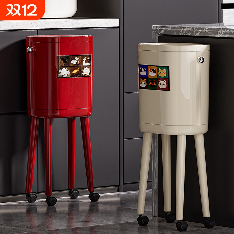 高颜值免弯腰带轮可移动垃圾桶